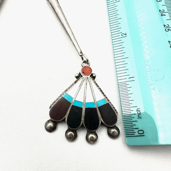 Rare Native American Zuni Cellicion Sterling Turquoise Large Sunface Bolo Tie - Picture 6 of 9